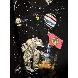 Buc-ee's Astronaut Hoodie Moon Landing Space Graphic Black Sweatshirt Medium